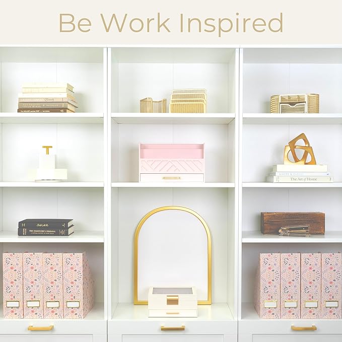 BLU MONACO | Cardboard Magazine File Holder Set of 4 | Standing File Holder with Floral Boho Design | Foldable Cardboard Bins for Shelves Desk Office Storage