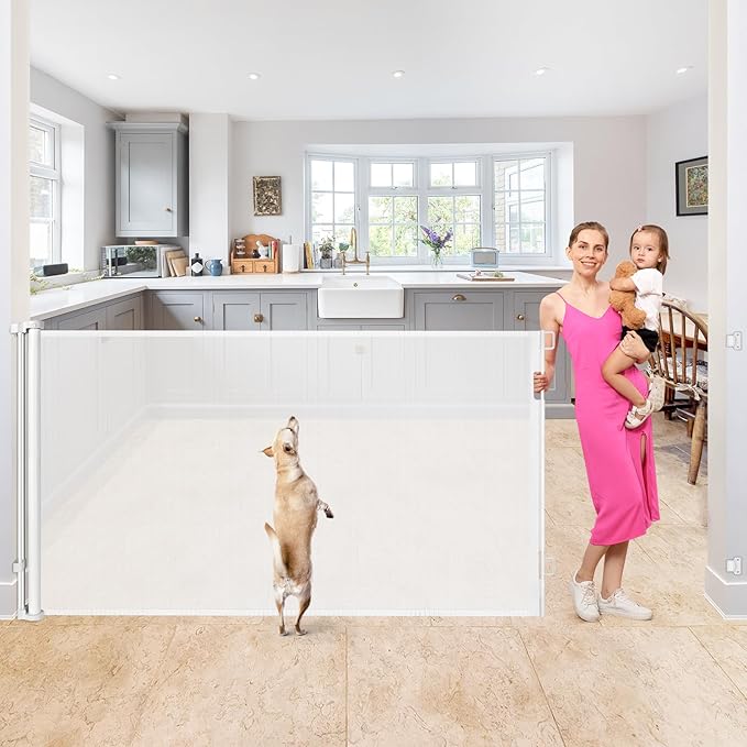 42" Tall X 95" Wide Extra Tall Baby Gate Extra Long Baby Gates for Large Openings Tall Retractable Baby Gate Retractable Dog Gate Long Baby Gates Indoor Extra Long Dog Gate Child Gates for Doorways