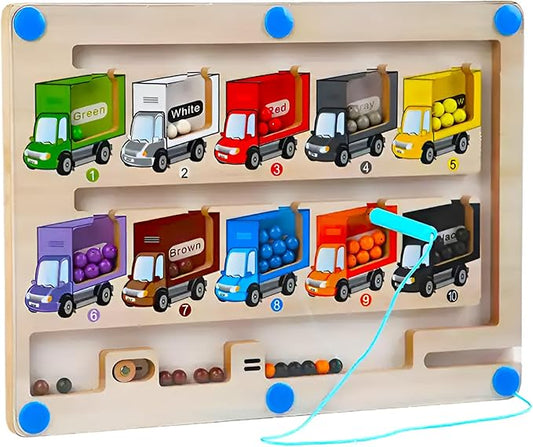 Olivia Magnetic Color & Number Maze - Montessori Wooden Puzzle Board, Educational - Toddler Fine Motor Skills Toys for Boys Girls 3 4 5 Years Old