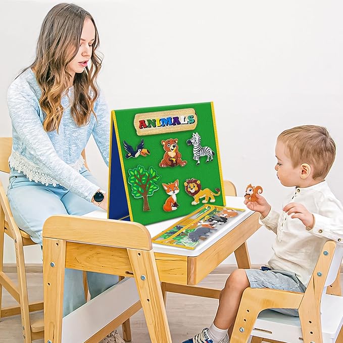 Foldable Felt Board for Toddlers Flannel Board Stories for Preschool Early Learning Interactive Storytelling Double Sided Felt Story Board Reusable Felt Play Boards for Kid (13 * 12)