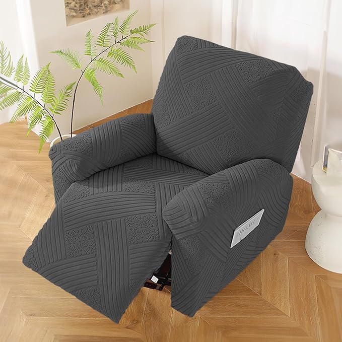 NORTHERN BROTHERS Oversized Recliner Cover - Lazy Boy Recliner Covers That Stay in Place, 4 Pieces Large Recliner Chair Covers 1 Seater, Dark Gray