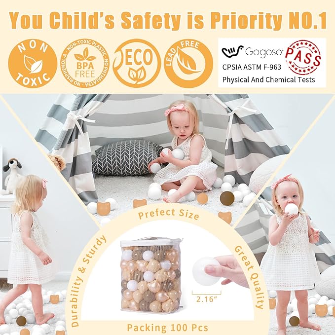 GOGOSO Bear Ball Pit Balls Shapes BPA Free Plastic Play Balls Crush Proof Kids Toddlers Baby Pastel Pelotas Toy Shaped Giant Friendship Bracelet