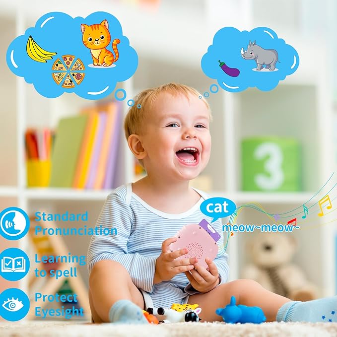 Toddler Talking Flash Cards for Kids with 224 Sight Words, Speech Therapy, Autism Sensory Toys, Learning Educational Gifts for Age 1 2 3 4 5 Years Old Boys and Girls Birthday Party