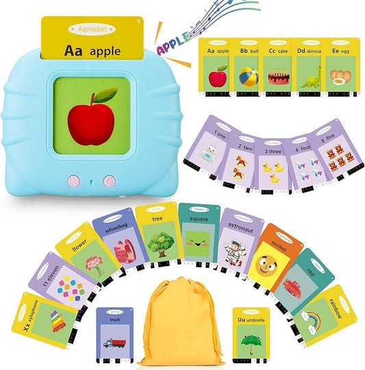 Talking Flash Cards Pocket Speech Toys - 336 Sight Words Montessori Audible Speech Buddy Preschool Educational Learning Pocketspeech Speech Therapy Toy for Toddler, ABC Learning (Blue)