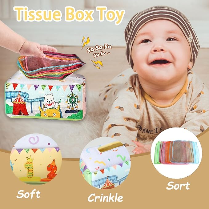 Montessori Baby Toys 6-18 months,Sensory Shapes & Storage Bin,Stacking Toys,Dinosaur Phone,Suction Cup Spinner Toy,Cloth Book,Infant Bath Time Fun,6 in 1 Toddlers Toy Gifts for 1-3 Year Old Boys Girls