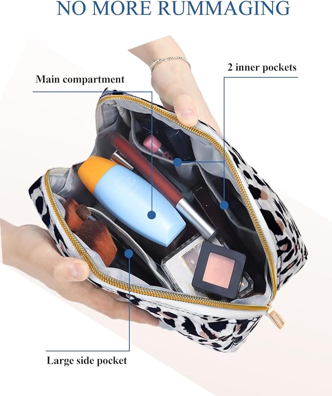 Aosbos Small Makeup Pouch Travel Size Makeup Bag Cosmetic Travel Bag for Women Cosmetic Pouch Cosmetic Bags Case Make Up Bag for Purse Leopard Print