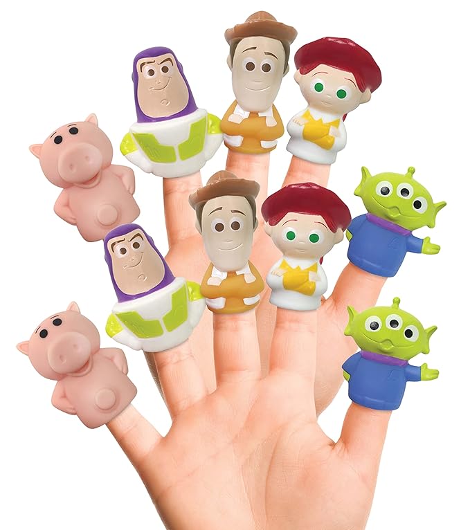 Disney Toy Story Bath Finger Puppets, 10 Pc - Bath Toys, Easter Basket Fillers, Easter Gifts