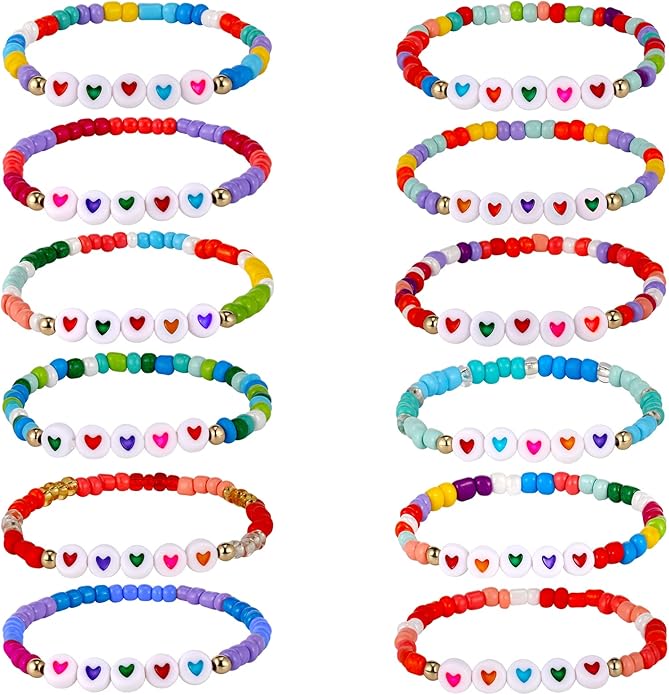 Bonuci 12 Pcs Kids Motivational Friendship Bracelets Letter Beads Bracelets for Girls Toddler Bracelets Gifts Bulk for Girls Kids