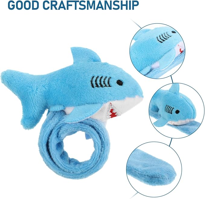 2pcs Animals Slap Bracelet Shark Slap Bracelet Plush Stuffed Animal Hugger Snap Wrist Band for Kids Birthday Party Favors
