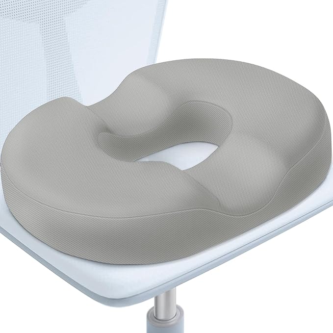BlissTrends Donut Pillow Seat Cushion, Donut Chair Cushions for Postpartum Pregnancy & Hemorrhoids, Tailbone Pain Relief Cushion, Lifting Cushions for Office & Home Chairs (Light Grey, X-Large)