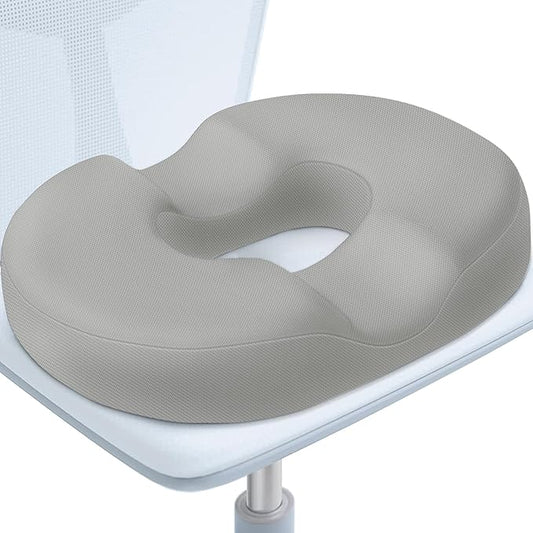 BlissTrends Donut Pillow Seat Cushion, Donut Chair Cushions for Postpartum Pregnancy & Hemorrhoids, Tailbone Pain Relief Cushion, Lifting Cushions for Office & Home Chairs (Light Grey, X-Large)