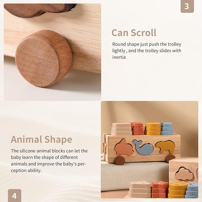 Shape Sorter Toy for Toddlers, Montessori Toy for 1 2 3 Year Wooden Sorting & Stacking Toys, Shape & Color Recognition Preschool Educational Toy Learning Activities for Boys Girls