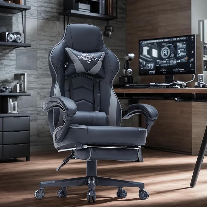 Gaming Chair High Back Ergonomic Racing Computer Desk with Comfortable Lumbar Support and Headrest Girl Gamer Height Adjustable
