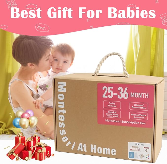 Montessori Toys for1 Year Old，25-36 Months, 5 in 1 Learning Educational Set Wooden Toys (Includes Guess who I am,Lacing, Baking Set, Land and Sky Two-Part Puzzle Board,Ring Slide)