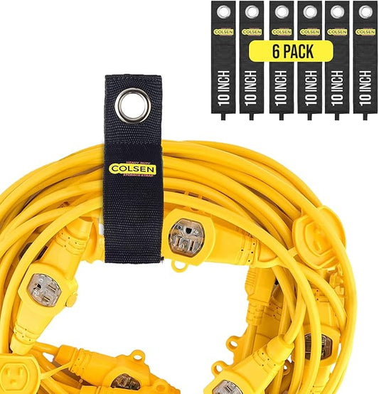 COLSEN Storage Strap – 10 inch large Heavy Duty Garage Organization Cable Keeper Wire Holder Outdoor rope strap Hose Hanger for extension cords RV Organizers Garden Anchor Marine Workshop (6Pack)