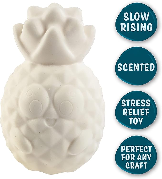 Idiy Party Craft Kit Jumbo Fruit & Veggies Squishies (8 Shapes w 12 Fabric Paints)-White Kawaii Scented Slow Rising Squishy Toys, Scented Stress Relief, Kids School, Birthday Activity Gift (4"-6")