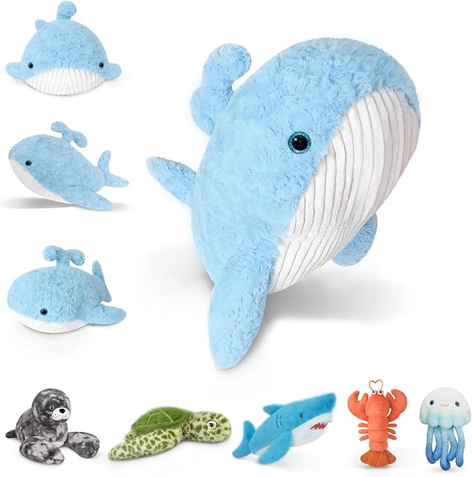 Niuniu Daddy 23" | 3.3 Pound Whale Weighted Stuffed Animals for Kids Adults, Whale Weighted Plush Lap Animals Plush Toy for Toddler Teens, Large Stuffy Pillow for Presents Birthday Christmas Holiday