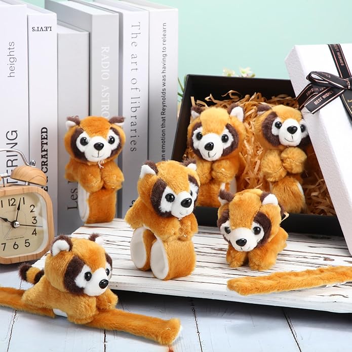 Lenwen 8 Pcs Stuffed Animal Slap Bracelets for Kids Plush Animals Slap Bracelets Bulk Cute Tiger Giraffe Turtle Koala Bracelets Wrist Animals for Girls Boys Valentine's Day Party