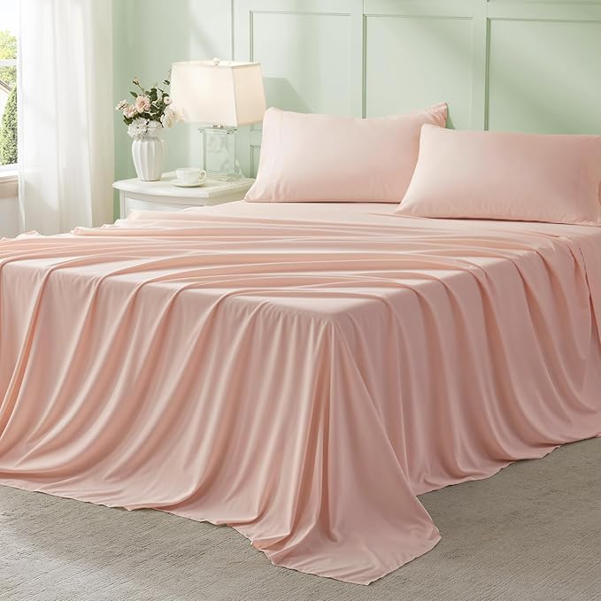 Anluoer Pink Full Comforter Set 7 Pieces, Bed in a Bag with Sheets, All Season Bedding Sets with 1 Comforter, 2 Pillow Shams, 2 Pillowcases, 1 Flat Sheet, 1 Fitted Sheet