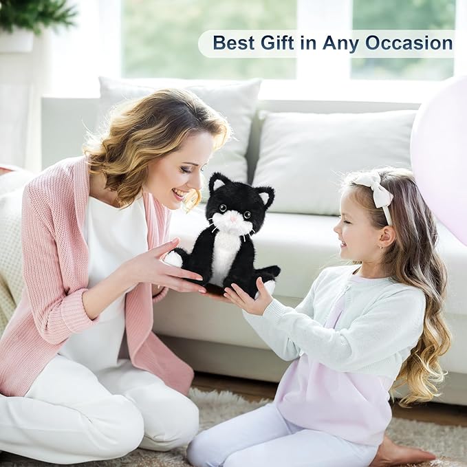 Heatable & Coolable Black and White Cat Stuffed Animal, Cat Heating Pad Microwavable for Soothing & Relaxation, Lavender Scented Tuxedo Cat Plush Toy for Stress Relief, Cat Toys for Kids