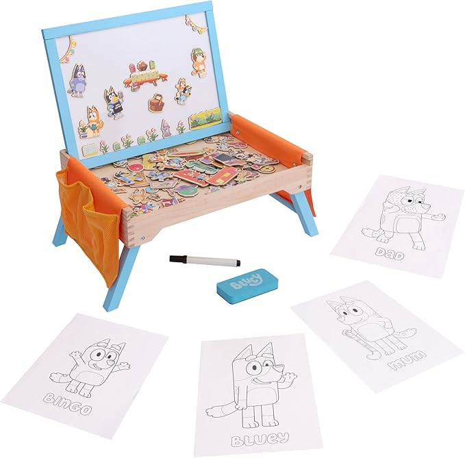 Bluey Creation Station – 100 Piece Wooden Creation Station Ideal for Coloring and Drawing – FSC Certified for Children 3 Years and Up
