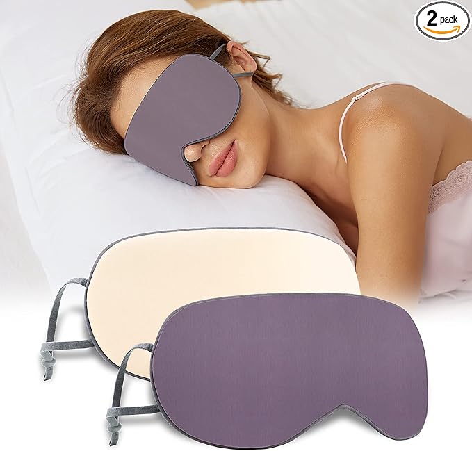Sleeping Mask 2 Pack, Warm, Cool Double-Sided Use of Sleep Mask, Super Soft Blindfold with Adjustable Strap, Block Out Light, Comfort Sleep Eye Mask for Travel Meditation Nap