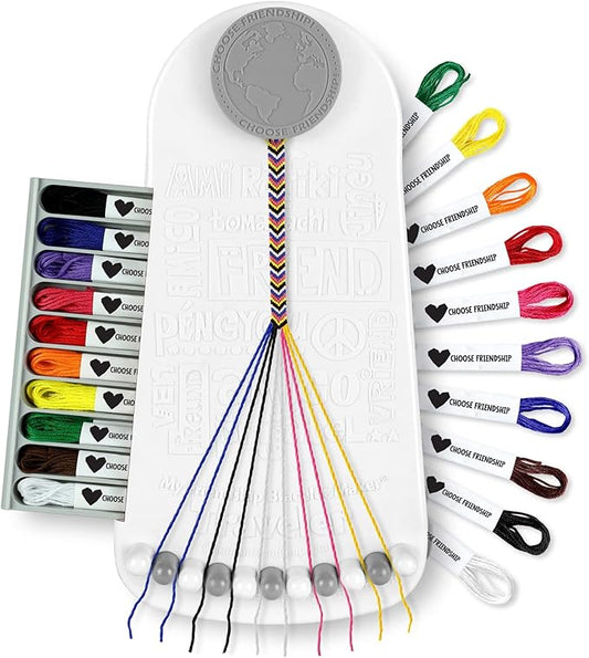 Choose Friendship My Friendship Bracelet Maker, 20 Pre-Cut Threads (Craft Kit/Kids Jewelry Kit) - Neutral