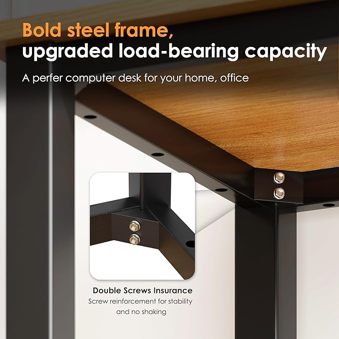 Need 54.3 Inch Large Computer Desk, Modern Simple Style Desk for Home Office, Basic Writing Table for Study Student, Teak