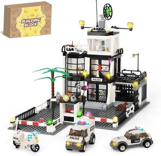 TOY PLAYER City Police Station Building Set 631pcs -Compatible with Lego City Police Station, City Police Sets Toy Building Bricks Kit, Gift for Sets for Boys 8-14 Years
