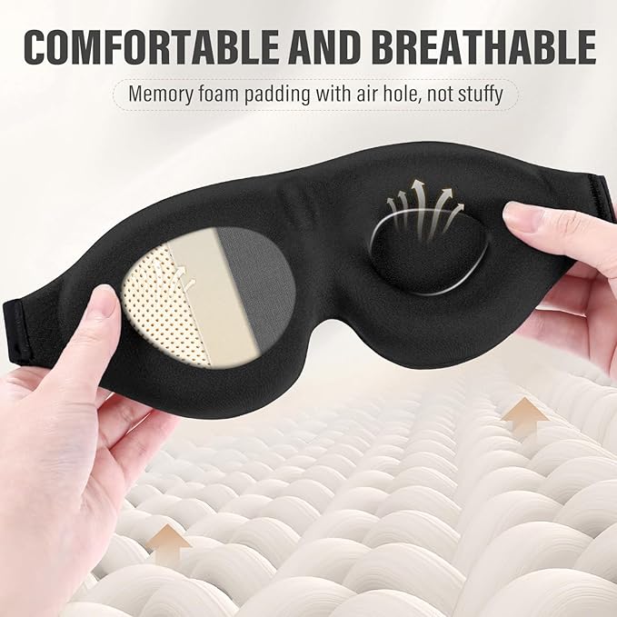 YIVIEW Sleep Mask for Side Sleeper, Complete Light Blocking 3D Sleeping Eye Mask, Soft Breathable Eye Cover for Women Men, Relaxing Zero Pressure Night Blindfold