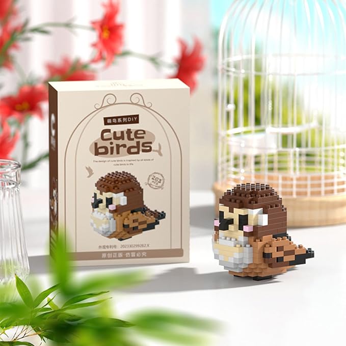 Birds Building Blocks for Adults Mini Building Blocks Birds Building Bricks Toy Micro Block Building Set Gift for Kids and Adults-263 PCS(Sparrow)
