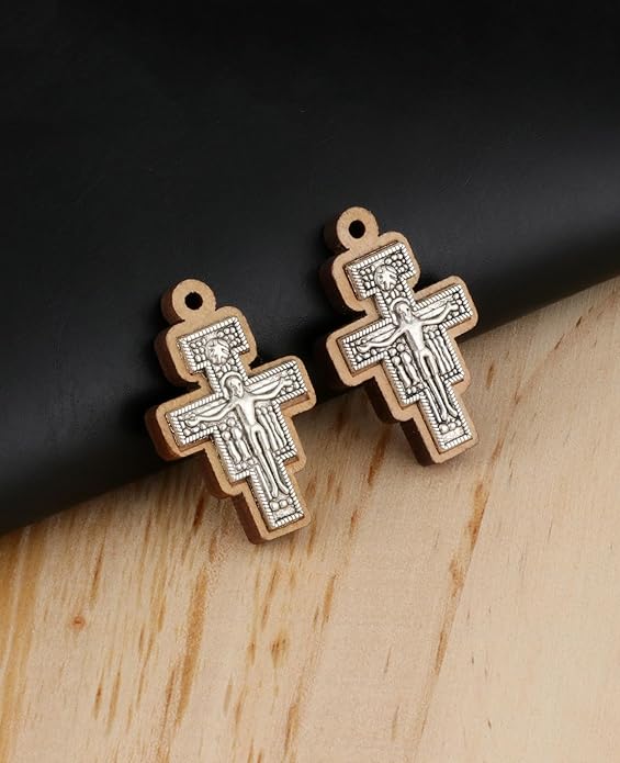 COTTVOTT Wooden Christian Jesus Cross/Orthodox Crucifix Charms Pendants for Rosary Necklace, DIY Jewelry Making Accessories Parts