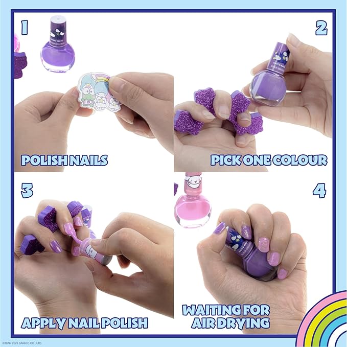 Hello Kitty & Friends - Townley Girl Train Case Makeup Set for Kids, Includes Lip Gloss, Eye Shimmer, Nail Polish, Brushes, and More! Perfect for Parties, Sleepovers, and Makeovers. Non-Toxic, Ages 3+