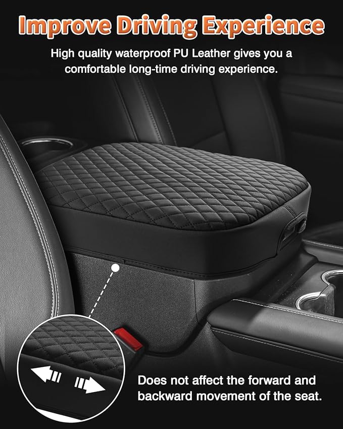 Shademax Center Console Cover for Chevy Chevrolet Tahoe, Suburban, Yukon 2021-2025 2026 Accessories Armrest Cover Cushion Pad Middle Console Cover Car Armrest Seat Box Protector Leather Anti-Scratch