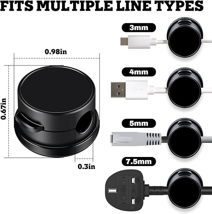 12 Pack Cord Organizer - Rotatable Magnetic Cable Clips Cord Holder, Adhesive Cable Organizer Phone Charger Wire Holders Cable Management Clips for Home Office Desk Nightstand (6 White + 6 Black)