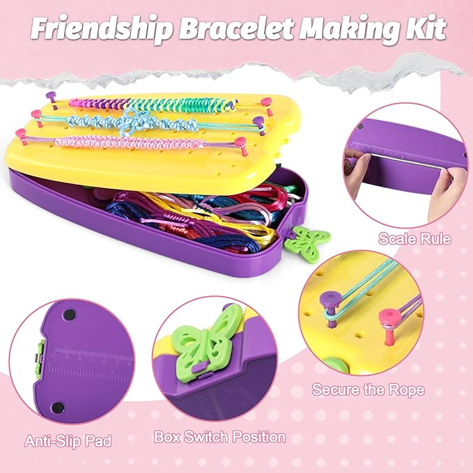 Friendship Bracelet Making Kit, String Bracelets Maker Craft, Kids Jewelry Making Kit, Arts and Crafts for Kids, Christmas Birthday Gifts for Girls