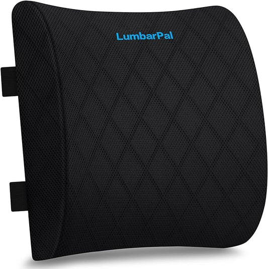 Lumbar Support Pillow for Office Chair Back Support Lumbar Pillow for Car, Gaming, Office Chair - Improve Sitting Posture & Back Pain Relief, Memory Foam, Adjustable Straps, Black