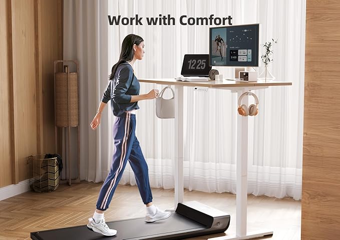 YDN Electric Standing Desk Adjustable Height, 40 x 24 Inches Stand up Desk with Cable Management, Home Office Desks with Splice Board & White Frame, Nature Top