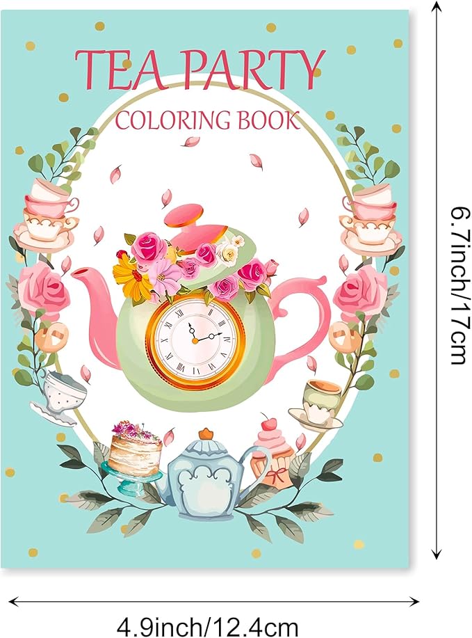 littkeef cliaet 16 Pcs Tea Party Coloring Books Tea Party Party Favors Bunnies Bulk Mini Coloring Books Bulk for Kids DIY Art Drawing Activity Book Set for Tea Party Themed Birthday Party Supplies