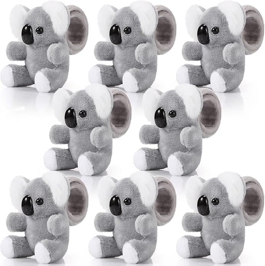 Lenwen 8 Pcs Stuffed Animal Slap Bracelets for Kids Plush Animals Slap Bracelets Bulk Cute Tiger Giraffe Turtle Koala Bracelets Wrist Animals for Girls Boys Valentine's Day Party
