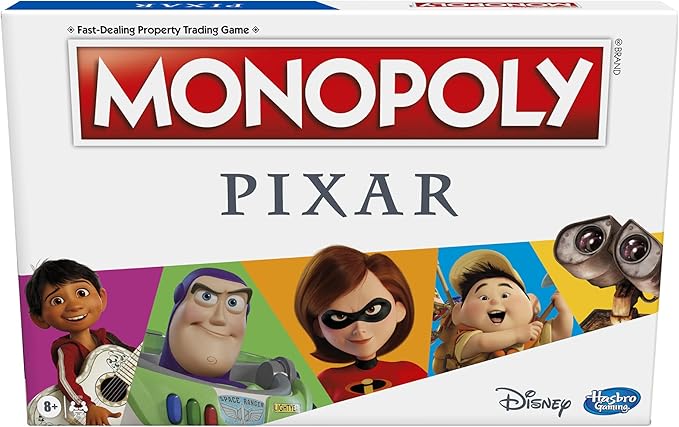 Hasbro Gaming Monopoly: Pixar Edition Board Game for Kids 8 and Up, Buy Locations from Disney and Pixar's Toy Story, The Incredibles, Up, Coco, Lightyear, and More (Amazon Exclusive)