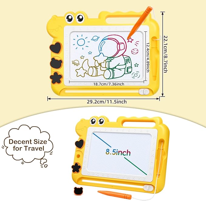 AiTuiTui Magnetic Drawing Board Toddler Toys Gift for Girls Boys, Color Sketch Writing Scribble Doodle Pad Travel Games, Educational Learning Kids Toys for Birthday or Valentine (Yellow)