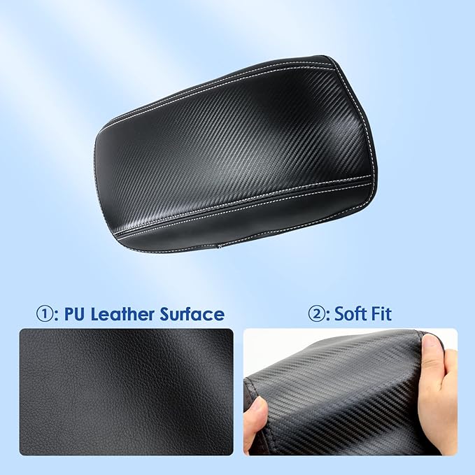 Coleya 2019-2025 2026 Ascent Center Console Cover for Subaru Ascent (Premium/Onyx Edition/Limited/Bronze Edition/Touring), Waterproof&Anti-Scratch Leather Armrest Cover 2025 Ascent Accessories (Black)