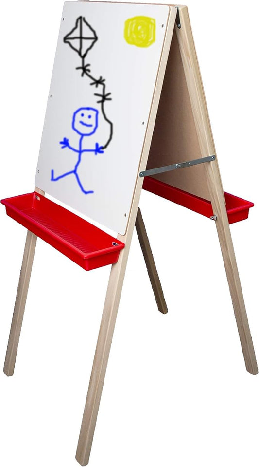 Flipside Products Child's Green Chalkboard and White Dry Erase Easel, Kids Foldable, Drawing in Classroom, Whiteboard