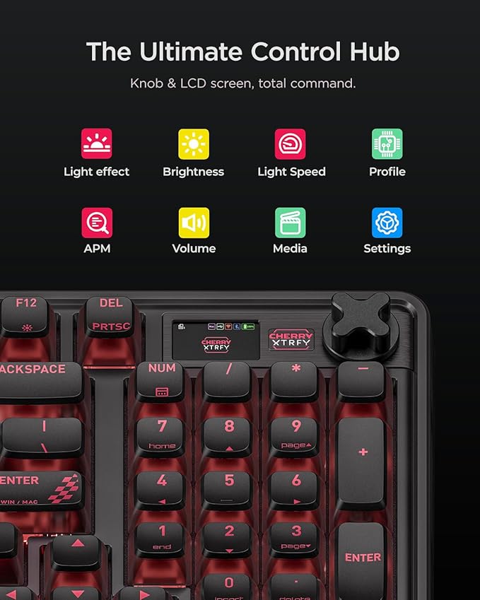 PIXIU 98 Mechanical Gaming Keyboard with Knob, Cherry MX2A Brown Switches, 8K Hz Polling, Tri-Mode Gasket Key-Board for PC/Mac/Laptop, Hot Swappable, PBT, RGB Backlit, 95 Keys