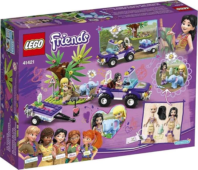 LEGO Friends Baby Elephant Jungle Rescue 41421 Adventure Building Kit; Animal Rescue Playset That Comes with a Toy Truck and Trailer, Plus Friends Emma and Stephanie (203 Pieces)