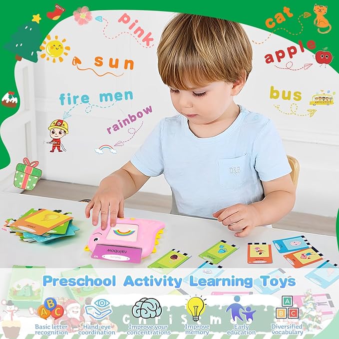 510 Words Pocket Speech Talking Flash Cards - Montessori Speech Buddy Early Learning Speech Buddy Flashcards for Toddlers, Audible Educational Device Speech Therapy Materials Development Sensory Toys