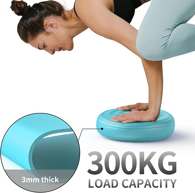 Inflated Wobble Cushion,Circular Non-slip Texture for Comfortable Sitting,Extra Thick Dyna Disc with Pump for Core Strength,Wiggle Seat to Improve Posture,Fitness,660lb Load Capacity