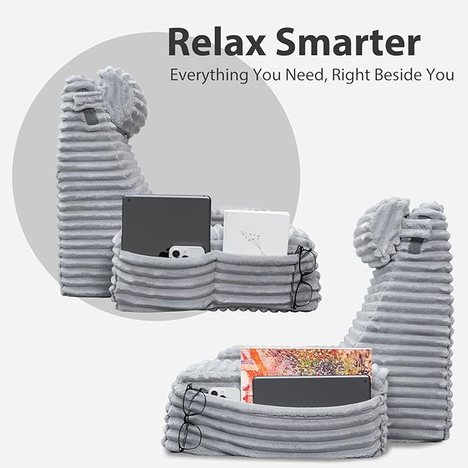 ENITYA Back Pillow for Bed Sitting up, Reading Pillow for Sitting in Bed Adult, Back Support Chair Pillow for Sitting up Reading/Resting/Post Surgery/Watching TV/Gaming,Light Grey