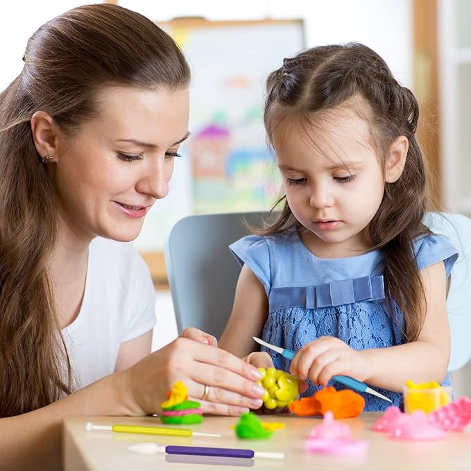 9PCS Clay Tools for Kids, Luney Double-Head Plastic Clay Sculpting Tools, for Crafts, Baking, Carving, Modeling, Shaping(Assorted Colors)